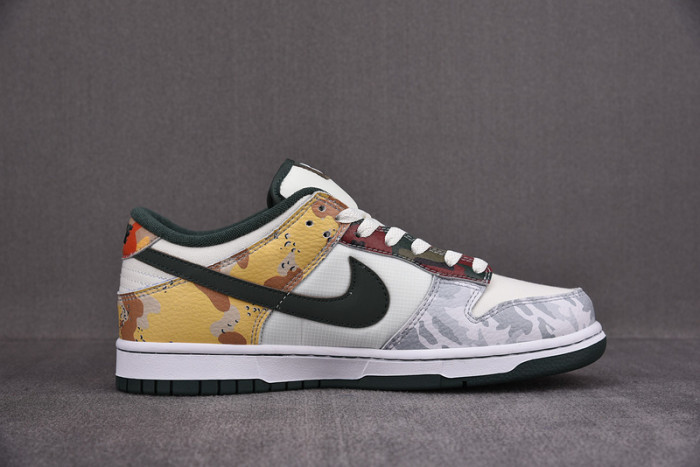 nike dunk low sail multi camo dh0957-100