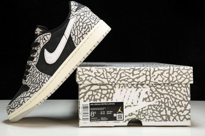 jordan 1 retro low og black cement - cz0790-001