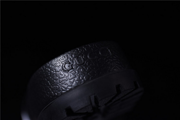 gc leather slide sandal black with gg logo mens