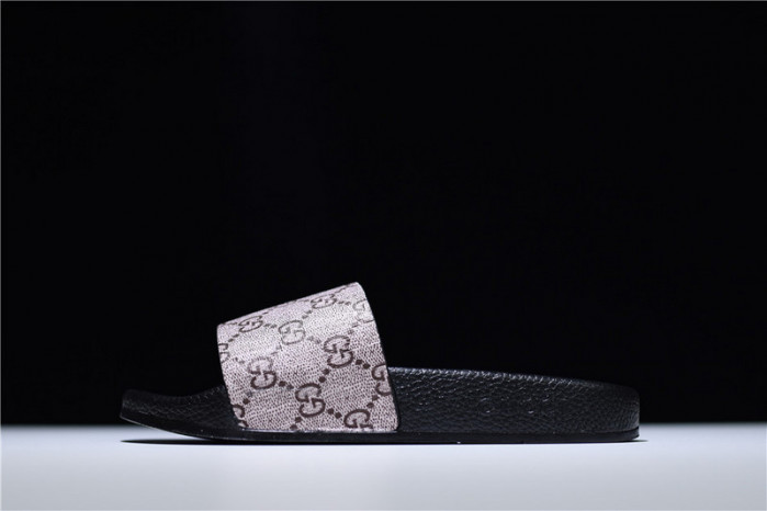 gc leather slide sandal with plaid